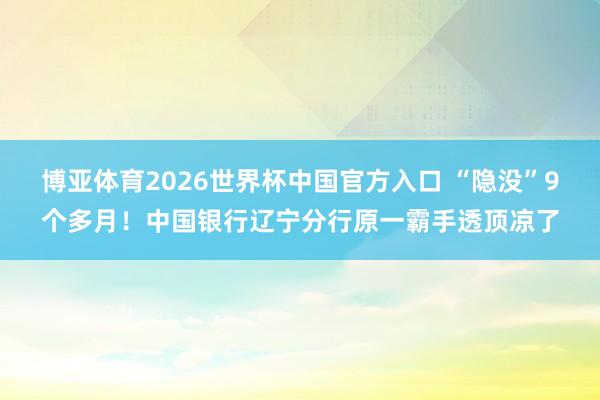 博亚体育2026世界杯中国官方入口 “隐没”9个多月！中国银行辽宁分行原一霸手透顶凉了