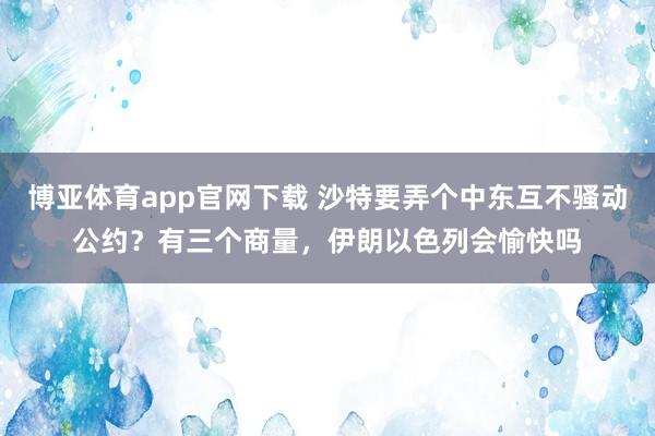 博亚体育app官网下载 沙特要弄个中东互不骚动公约？有三个商量，伊朗以色列会愉快吗