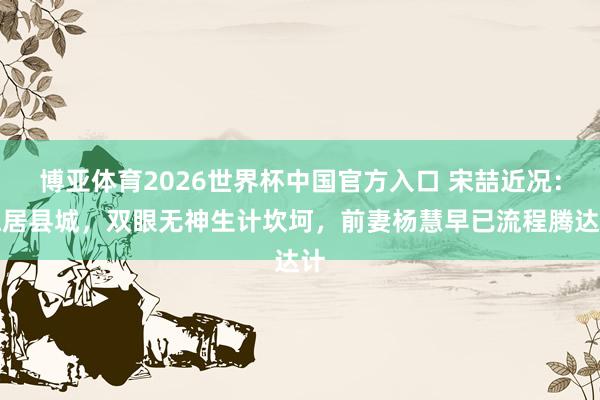 博亚体育2026世界杯中国官方入口 宋喆近况：隐居县城，双眼无神生计坎坷，前妻杨慧早已流程腾达计