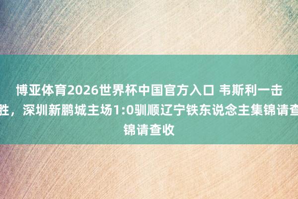 博亚体育2026世界杯中国官方入口 韦斯利一击制胜，深圳新鹏城主场1:0驯顺辽宁铁东说念主集锦请查收