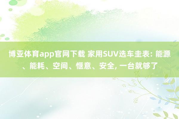 博亚体育app官网下载 家用SUV选车圭表: 能源、能耗、空间、惬意、安全， 一台就够了