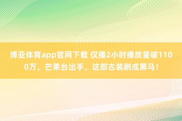 博亚体育app官网下载 仅播2小时播放量破1100万，芒果台出手，这部古装剧成黑马！