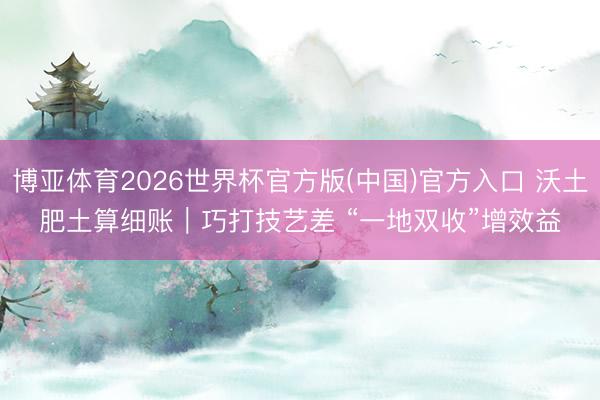 博亚体育2026世界杯官方版(中国)官方入口 沃土肥土算细账｜巧打技艺差 “一地双收”增效益