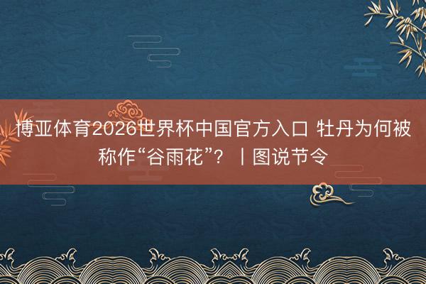 博亚体育2026世界杯中国官方入口 牡丹为何被称作“谷雨花”?丨图说节令